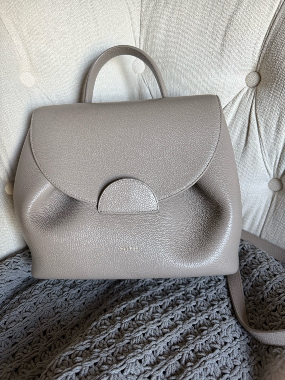 Polène Numero Un Pebbled Taupe Leather